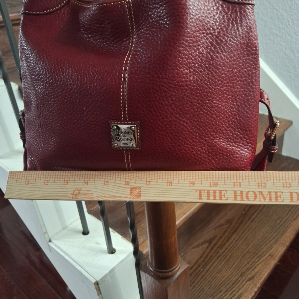 Dooney & Bourke Deep Red Pebbled Leather Shoulder Bag - Picture 2 of 14